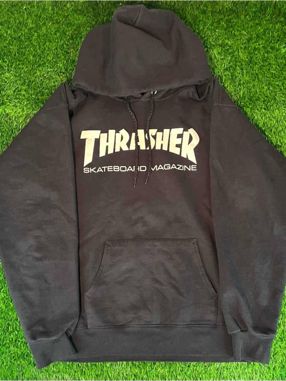 Y2K Thrasher Magazine Skater Basic Black Hoodie Sweatshirt Unisex Mens Small
